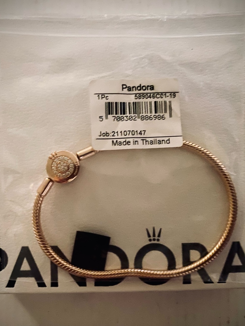 NEW! Authentic Pandora Moments Sparkling Crown O Snake Chain Bracelet Sz 7.5”